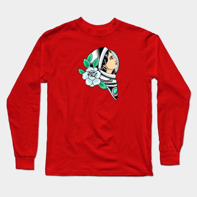 Astronaut and Rose Long Sleeve T-Shirt by Strong Arm Studios